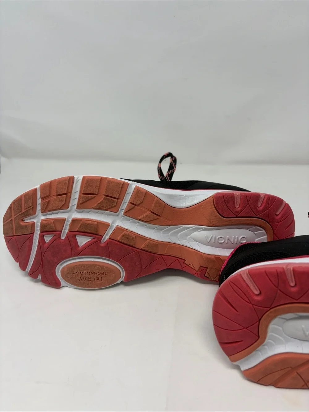 Vionic Black Sneakers with Pink and Coral Accents Size 9.5 Excellent Condition